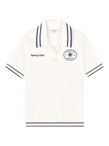 Поло из трикотажа в рубчик Sporty & Rich, белый