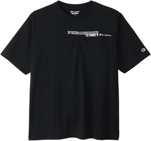 Футболка Champion C3-XS318 с коротким рукавом, круглый вырез, быстросохнущая, с защитой от УФ-излучения, с графическим принтом, мужская спортивная футболка, черный