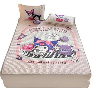 Полиэстеровый комплект из трех предметов, можно стирать, освежающая простыня, подъюбник и пододеяльник Sanrio, Guanian Kuromi