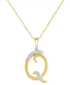 Ожерелье с кулоном в виде инициала с бриллиантами 18 дюймов (1/10 карата) из стерлингового серебра с позолотой 14 карат Macy'S, q