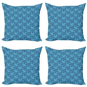 ABAKUHAUS Набор чехлов для подушек «Черепаха» (4 предмета), «Цветы водных животных», современная двусторонняя цифровая печать, 40 см x 40 см, многоцветный