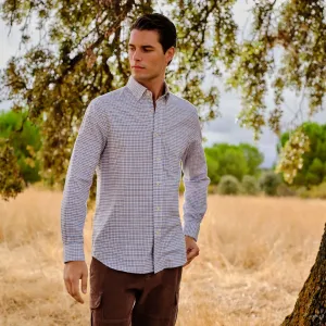 Мужская рубашка в среднюю клетку Verhunt, коричневый