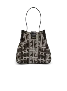 Сумка Release Bucket из жаккарда и телячьей кожи Balmain, черный