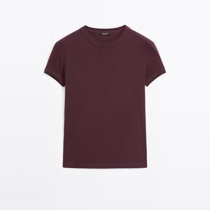 Футболка Massimo Dutti из 100% хлопка, бургунди