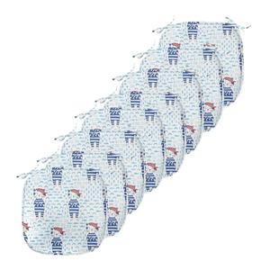 ABAKUHAUS Pirates Подушка для обеденного стула Кот в синем матросском костюме Декоративная водонепроницаемая подушка с ремнями для кухонных сидений 40 см x 40 см Упаковка из 8 шт. Белый Синий Красный