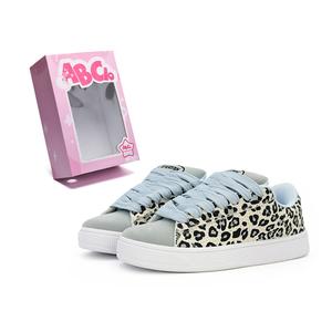 Нескользящие, износостойкие, дышащие, увеличивающие рост низкие женские кроссовки для скейтбординга ABCIO, Blue Leopard Print