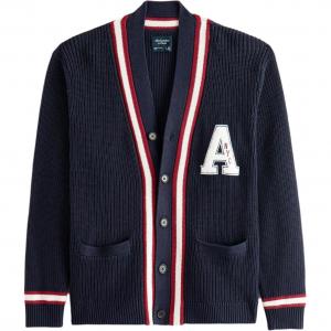 Abercrombie＆Fitch Трикотажный свитер мужской темно-синий