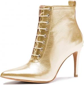 Женские ботильоны FOWT с заостренным носком и шнуровкой, на высоком каблуке-стилет, короткие ботинки для ежедневного образа, повседневная модная обувь, размеры 4-16 US, Gold