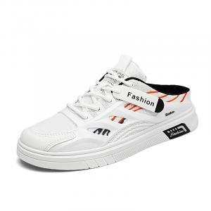 BAKE Скользостойкие износостойкие закрытые тапочки мужские бело-оранжевые, цвет White Orange