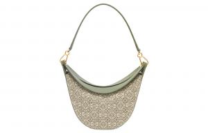 LOEWE Луна Жаккард Сумка Хобо из Коровьей Кожи Женская Зеленая/Авокадо