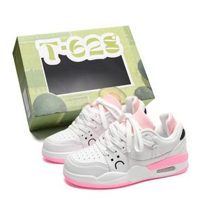 T628 Кроссовки для скейтбординга унисекс низкие розово-зеленые с бело-розовым дизайном (высококачественные улучшенные), цвет White Pink (High-Quality-Upgraded)