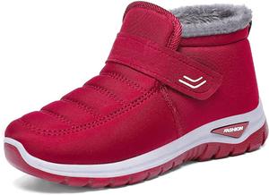 Женские зимние водонепроницаемые ботинки на снег, удобные с меховой подкладкой, на бедро, нескользящие, короткие уличные ботильоны Generic, Red - B
