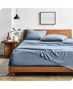 Комплект ультрамягких простыней из микрофибры, промытых песком, Queen Bare Home, синий