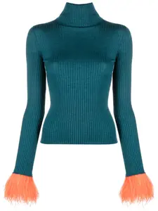 Джемпер с перьями La DoubleJ, синий