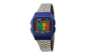 CASIO Мужские часы Retrofit Series с кварцевым механизмом, стальной браслет, черный циферблат
