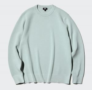 Свитер Uniqlo Washable Milano Ribbed Crew Neck, 60 светло-голубой