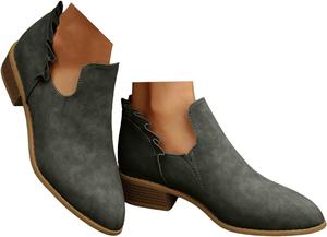 Женские ботильоны на низком каблуке с вырезами, замшевые модные ботинки в стиле вестерн, низкие ковбойские сапоги для женщин, сапоги для широкой голени, короткие осенне-зимние ботинки Generic, Green #2