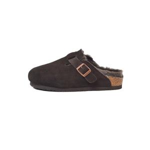 Boku Унисекс тапочки с закрытым носком серые с кофейной шерстяной подкладкой, цвет Coffee Wool Lining Mules