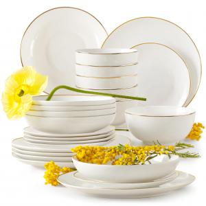 Столовый сервиз AD BELLA, на 6 персон, 24 предмета KONSIMO, кремовый/золотистый