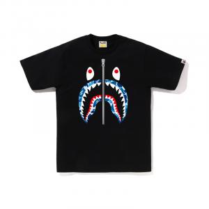 Футболка BAPE ABC Camo Shark Silver Zip Tee, белая/розовая A Bathing Ape, черный