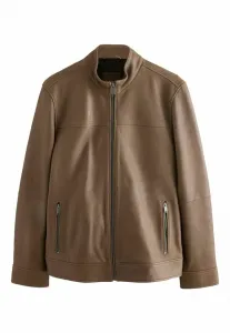 Кожаная куртка с воротником-стойкой, прямого кроя. Next, Brown Nubuck