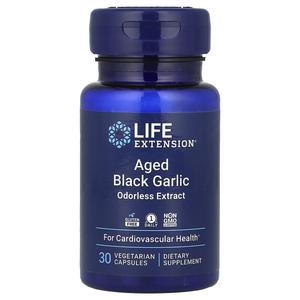 Life Extension, Выдержанный черный чеснок, 500 мг, 30 вегетарианских капсул