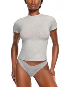 Хлопковая футболка с коротким рукавом SKIMS, серый