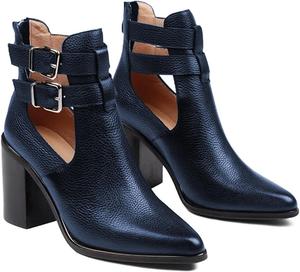 Женские ботильоны FOWT с вырезом на щиколотке, с открытой боковой частью, на высоком каблуке, с металлической пряжкой, короткие летние ботинки для работы, повседневной носки и поездок, размеры 4-16 US, Navy