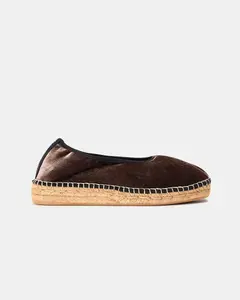 Женские туфли в закрытом стиле на каблуке, из бархатной ткани с подошвой на платформе из джута Naguisa, коричневый