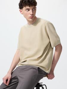 Футболка Uniqlo Washable Milano Ribbed Knitted, 31 бежевый