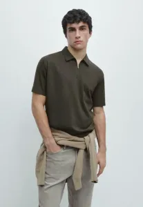 Поло с коротким рукавом и застежкой-молнией Massimo Dutti, Dark Green