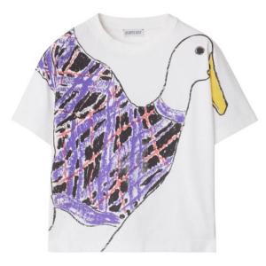 Burberry Kids Футболка из хлопка с принтом гусей, белый