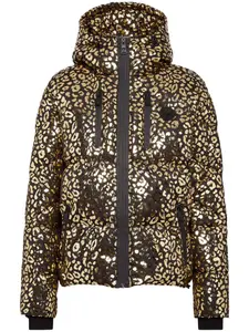 Пуховик с леопардовым принтом Plein Sport, золотой