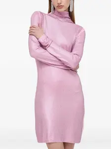 Декорированное платье мини с высоким воротником Patrizia Pepe, розовый