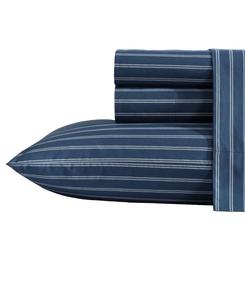 Комплект постельного белья из хлопкового перкаля, 4 предмета, размер «полуторный» Nautica, цвет richmond stripe blue