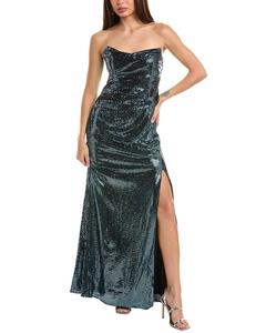 Theia Skye драпированное платье без бретелек, синий