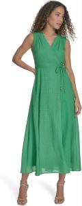 Женское повседневное платье без рукавов Calvin Klein из газовой ткани с запахом, Fern