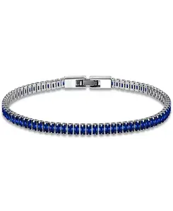 Теннисный браслет багетной огранки с кубическим цирконием из стерлингового серебра, созданный для Macy's Giani Bernini, blue