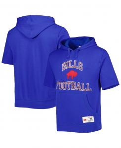 Мужская выстиранная толстовка с коротким рукавом royal buffalo bills с капюшоном Mitchell & Ness