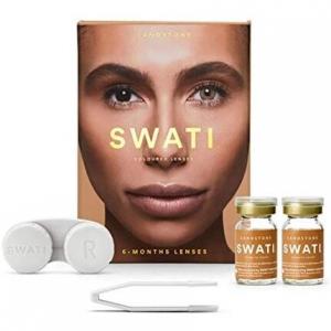 Контактные линзы SWATI Cosmetics коричневого цвета из песчаника, 0,0 диоптрий, кривая основания 8,7 мм, диаметр 14,20 мм — упаковка из 2 шт.