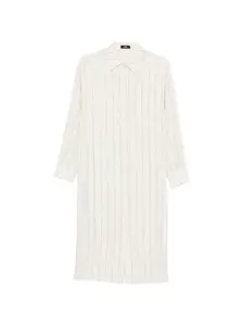 Платье-рубашка миди с полосатым узором и нагрудным карманом Eleh, бежевый