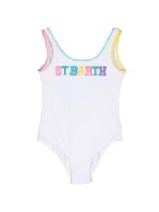 MC2 Saint Barth Kids купальник Cara с логотипом, белый
