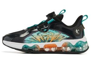 QIAODAN Кроссовки детские с низким верхом, износостойкие, противоскользящие, черно-зеленые, для подростков