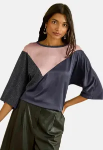 Топ с длинными рукавами, облегающий фигуру, для невысоких девушек. Love & Roses, Navy Pink And Sparkly