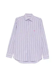 Рубашка в полоску с вышитым логотипом Etro, синий