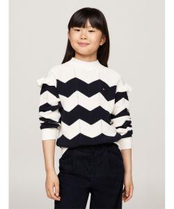 Свитер в полоску с волнами для девочек