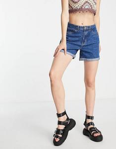 Синие джинсовые шорты для мам с низкой посадкой и закатанным краем Only Vega