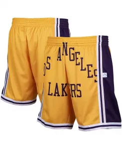 Мужские шорты Hardwood Classics Big Face 2.0 Los Angeles Lakers золотистого оттенка Mitchell & Ness