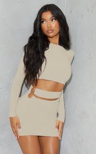 PrettyLittleThing Облегающее платье Stone с вырезом на талии и кольцом на талии