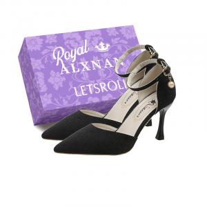 Alxnan Женские туфли на высоком каблуке черные с коробкой, цвет Black+Box